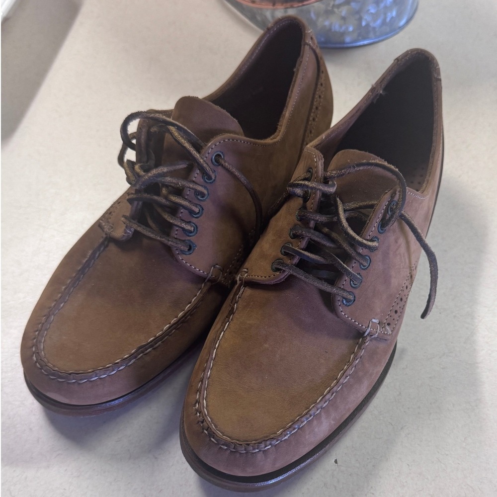 GH Bass‎ Mens Brown Leather Nubuck Moc Toe Oxford Brogue Wingtip Shoes Lace Up